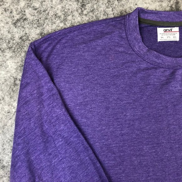 Anvil Sweater 3XL Womens Royal Purple Heathered Knit Crewneck Pullover Casual - Picture 3 of 10